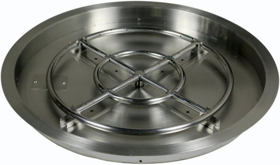 Pyromania Stainless Steel Round Drop-In Fire Pit Burner Ring and Pan Assembly, 24 Inch