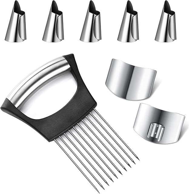 8 Pcs Kitchen Finger Guards Chopping Onion Holder Slicer Adjustable Finger Nail Protector Safe Knife Cutting Shield Kitchen Tool to Slice Vegetables Fruit Meat
