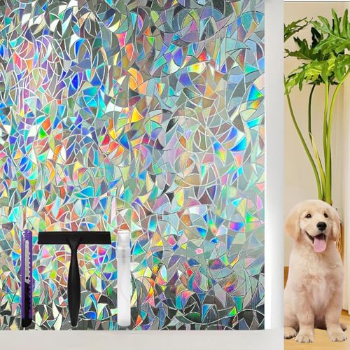 ZHMRROAD Window Privacy Film Stained Glass Rainbow 17.5 x 78.7 inches - image 1