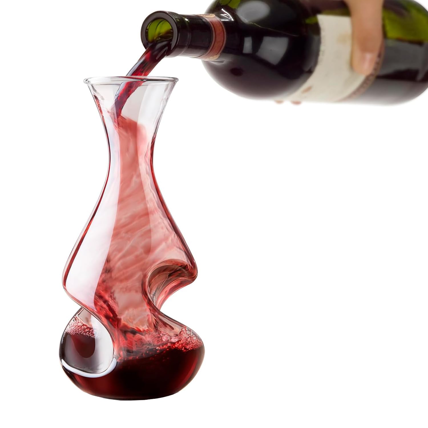 Exrp Wine Decanter Aerator - Aerates as You Pour, Enhances Flavor & Aroma, Elegant Stainless Steel Base, 375ml Capacity