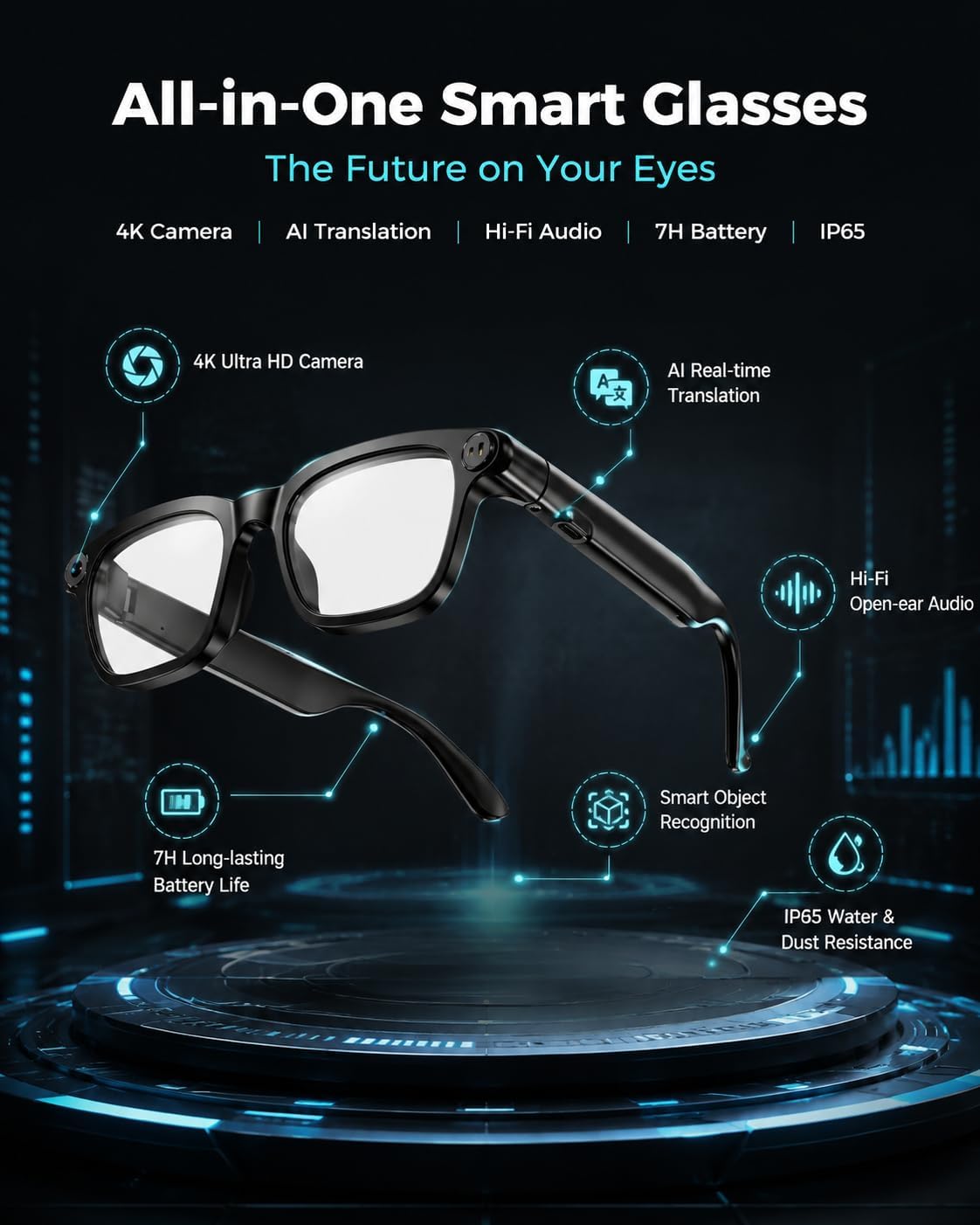 AI Smart Glasses with Camera, AI Voice Assistant with ChatGPT