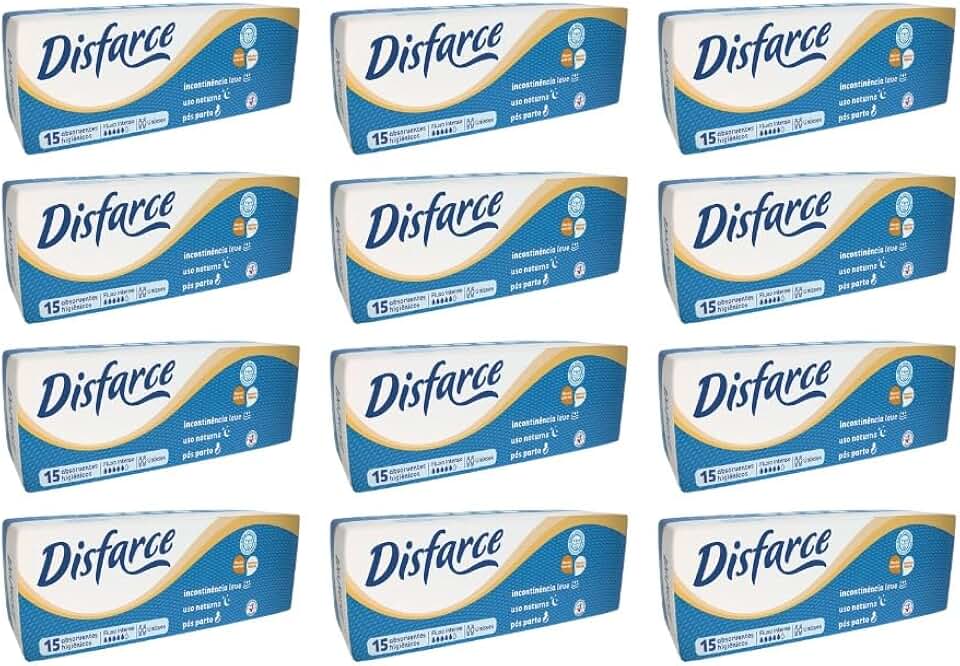 ABSORVENTE PÓS PARTO e INCONTINÊNCIA LEVE DISFARCE - 01 Fardo - 12 Pacotes - 180 Unidades
