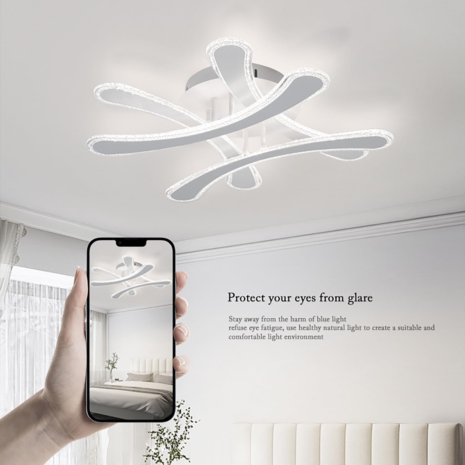 Lampy Sufitowe LED – Elegancka, Zakrzywiona Lampa Sufitowa – Trójkolorowe Oświetlenie 78 W, Nowoczesna Oprawa Sufitowa Do Salonów, Sypialni, Przedpokoju I Kuchni,White-2pc