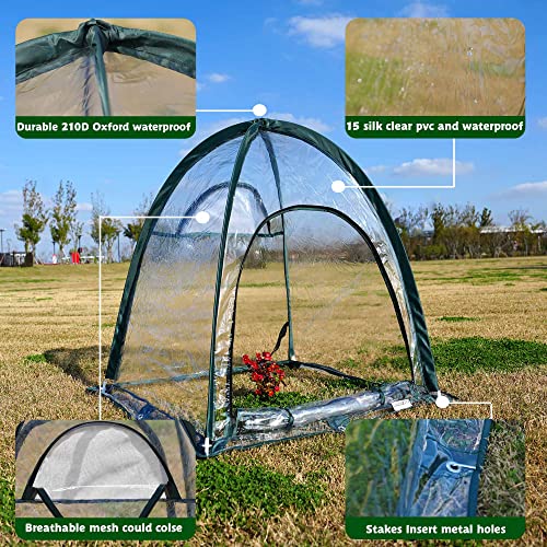 2pcs Quick Set up Mini Greenhouse Portable Small PVC Cover for Garden Flower and Flowerpot Cold Frost Protector Portable Carry Bag with 8 Stakes (PVC (28" L x 28" W x 32" H)) - Image 5