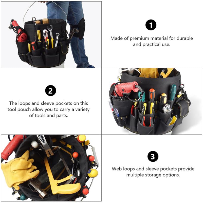 DOITOOL Sacoche à Outils pour Seau - Organisateur Multi-Poches | Convient aux Seaux, Tissu Résistant à l'Usure, Nombreuses Poches Extérieures, Accès Rapide, Idéal Jardinage et Bricolage
