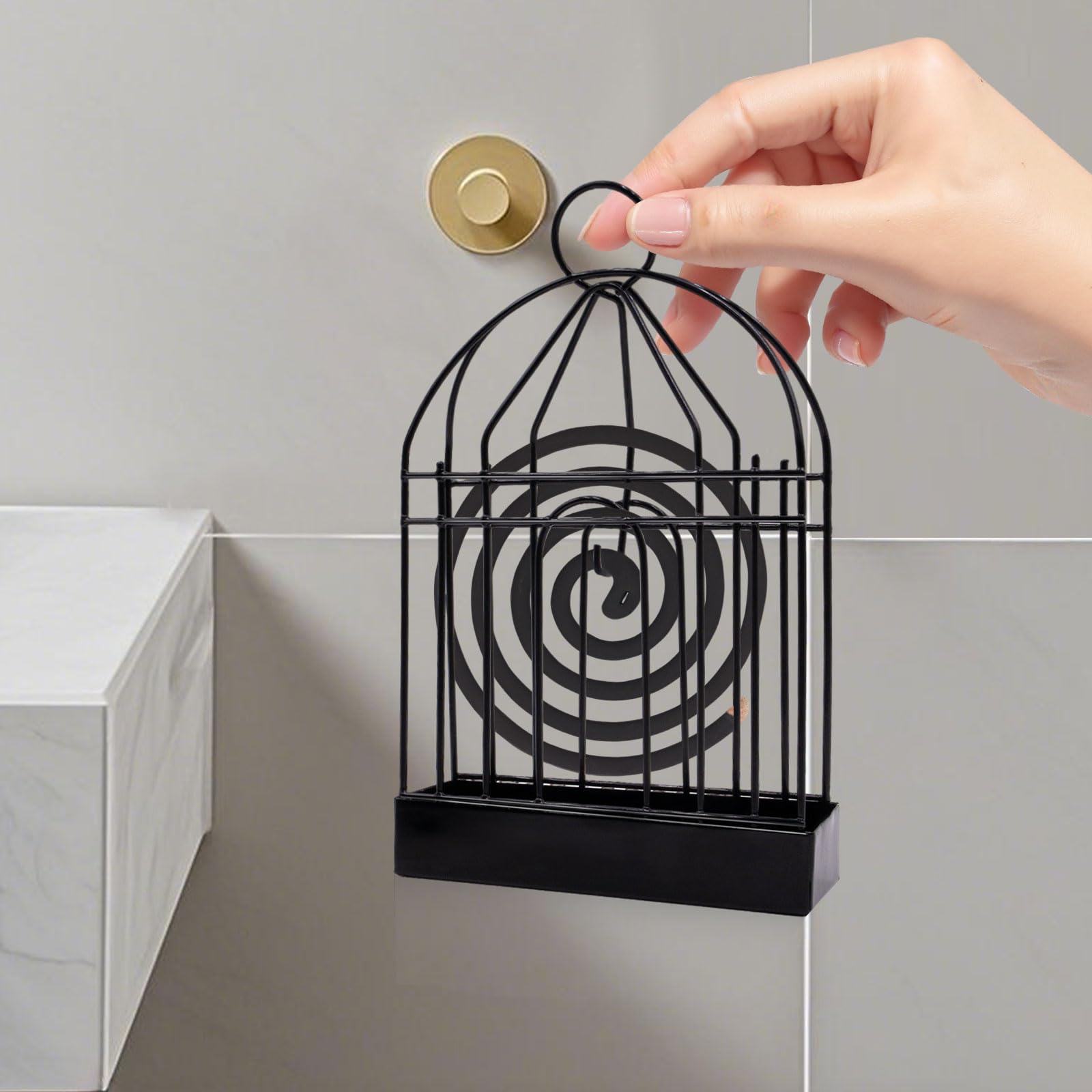 pangutheos Gabbia per Uccelli Porta Zampirone, 2 Pezzi Portazampirone da Esterno con Anello di Sospensione Porta Spirale Antizanzare, Porta Zampirone Metallo per Casa Campeggio Giardino