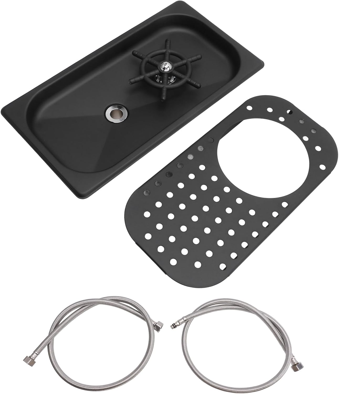 Glass Rinser, Stainless Steel Recessed Cup Rinser Sink Attachment, 12.8 x 7 x 2.95in Pitcher Rinser for Coffee Cart, Home Kitchen and Restaurant, with Drain Drip Tray