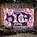 PAKBOOM Happy 16th Birthday Banner Backdrop - 16 Birthday Party Decorations Supplies for Girl - Pink Purple Gold 4 x 6ft