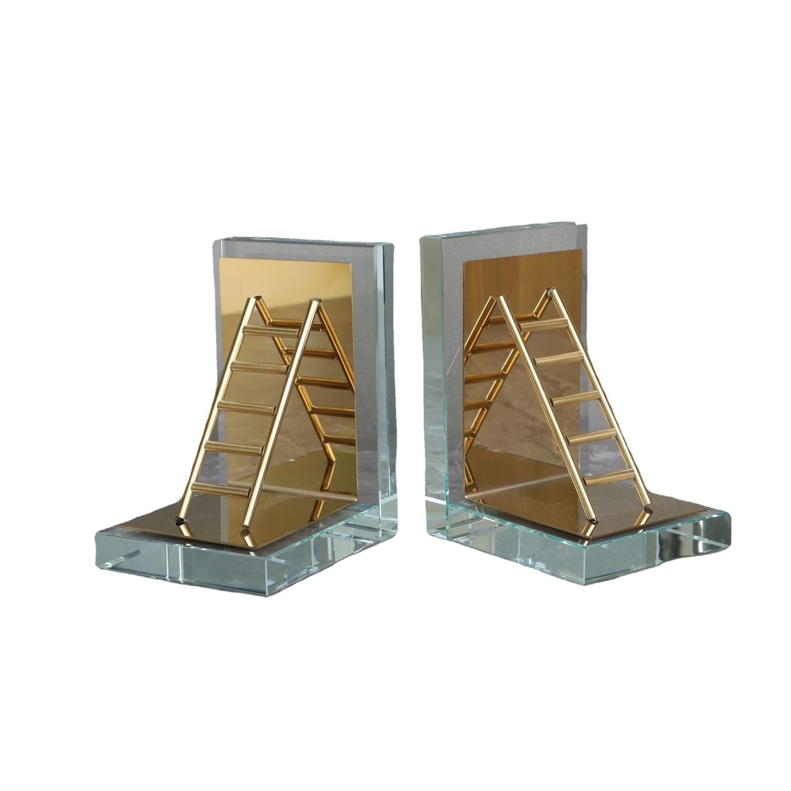 Sujetalibros de cristal y metal ZTHYSHOZ en forma de L para estanterías de despacho