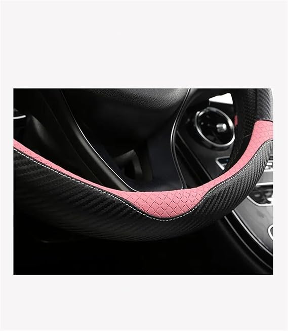 Carbon Fibre Leather D Shape Car Steering Wheel Cover For Hyundai Creta II 2021 2022 Auto Accessories(Blu)