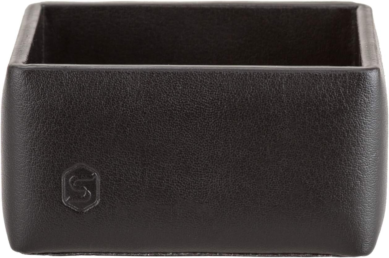 Sebastian Sturm Ryan Paper Clip Dispenser Real Wood and Leather Paper Clip Holder Staples 8 cm x 4 cm x 8 cm Black Leather/Wood Smoked Oak - Image 4
