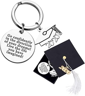 Best Firsteel 2020 Graduation Keychain, Inspirational Gift for Seniors, College Graduate Keyring, Grad Idea for Him or Her (with 2020 Cap Box & Card & Bag) Review 