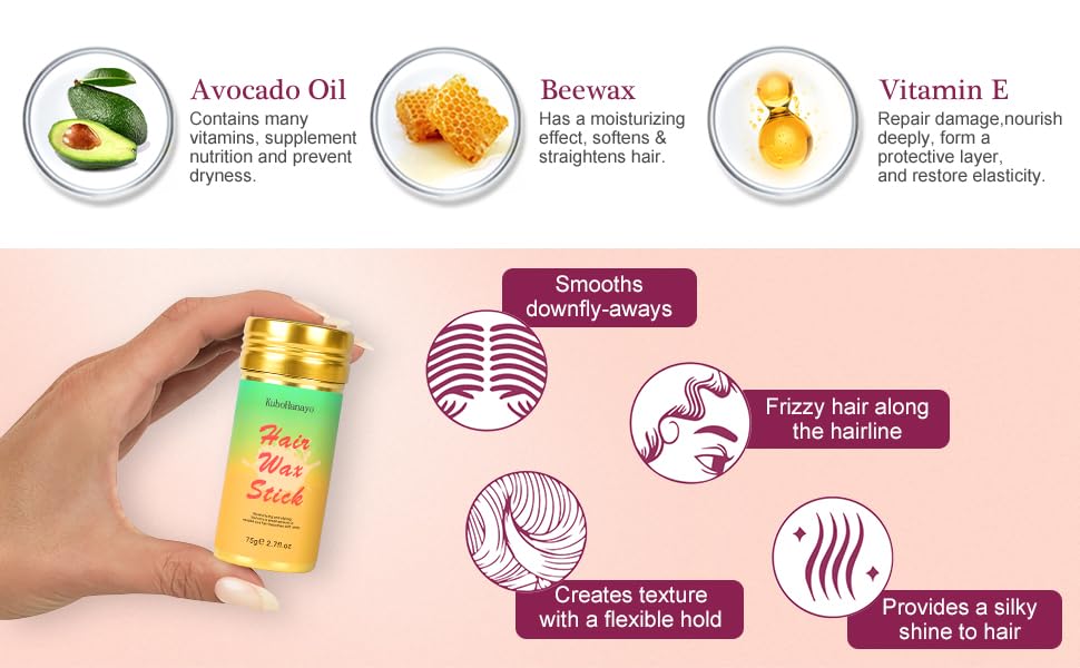 KoboHanayo Hair Wax Stick - Fijador para cabello 2.7 fl oz miniatura 5