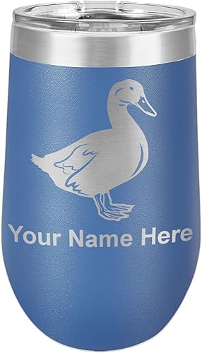Miniatura 9 de LaserGram Vaso de vino de acero inoxidable de doble pared, pato, grabado personalizado incluido (coral)