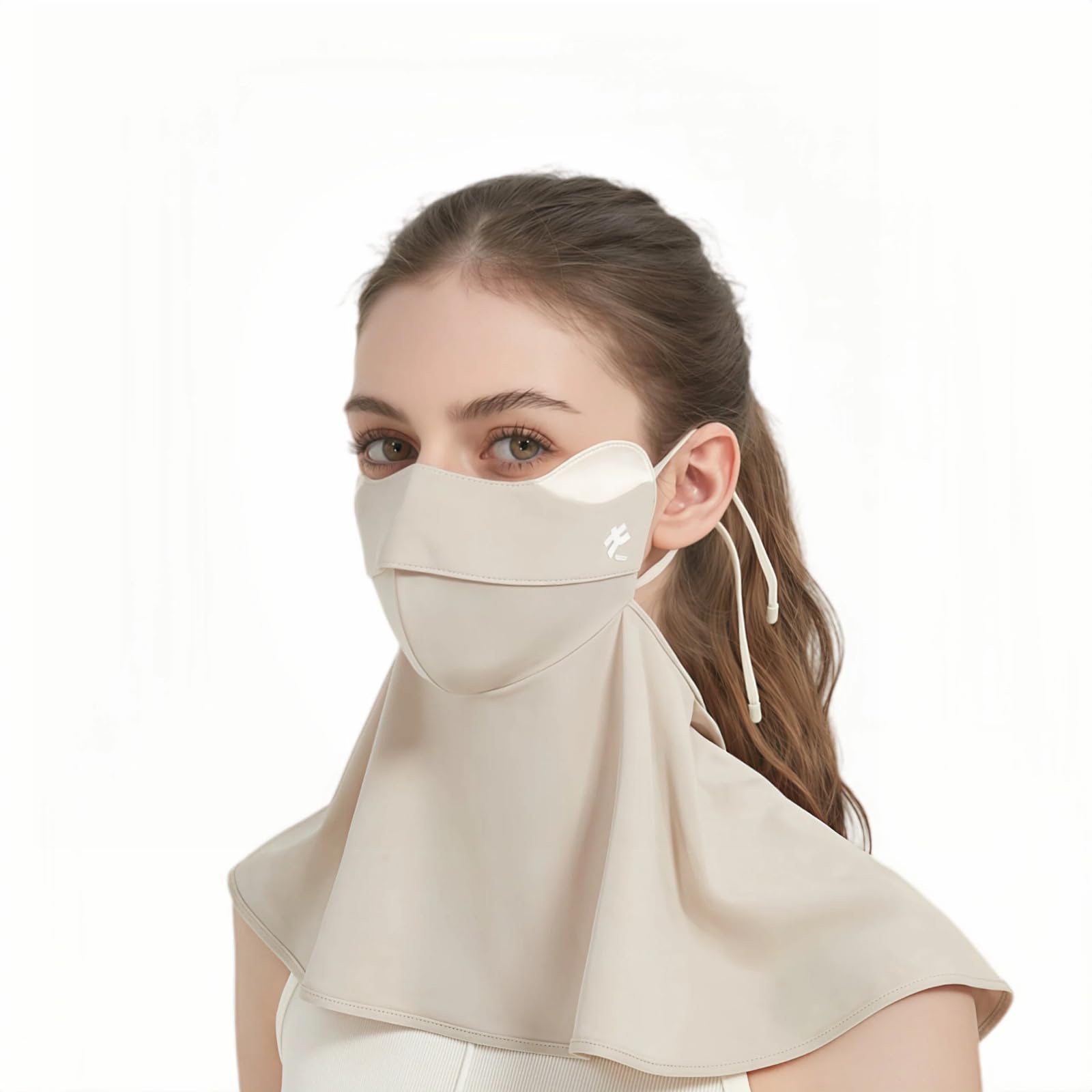 Sonnenschutz Maske UPF50+ mit integriertem Nacken- und Brustschutz, kühlende Seideneinsätze innen an Schlüsselzonen, atmungsaktiv & waschbar für Radfahren, Wandern & Outdoor