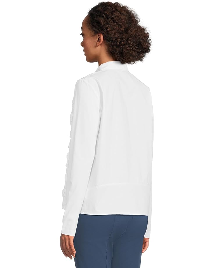 Elliott Lauren Long Sleeve Knit And Woven Combo Shirt With Rosette Detail - #3 of 5
