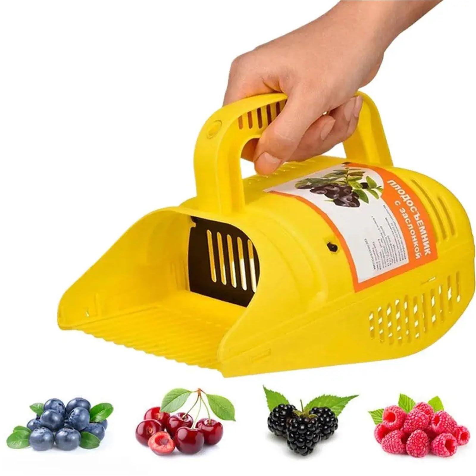Genérico Cosechadora de arándanos portátil, Peine rastrillo de Mano con Pala for Jardines y huertos