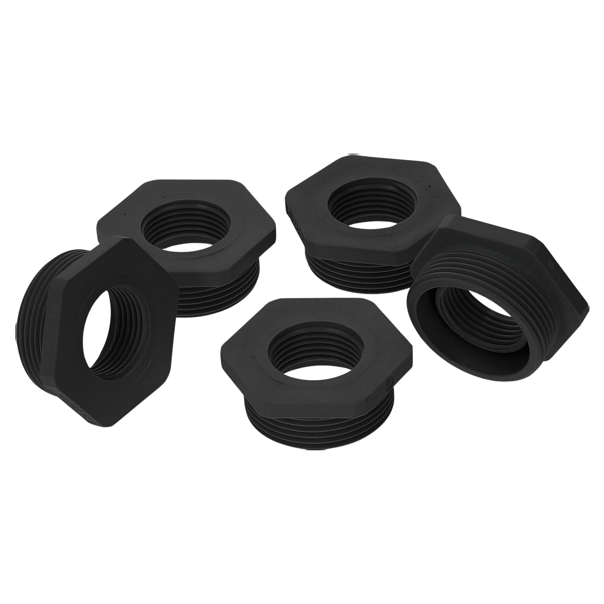 Kalitec G6322010 Lot de 5 réducteurs M32/M20 en plastique noir I Réducteur presse-étoupe hexagonal I Filetage intérieur M20 I Filetage extérieur M32 I IP68