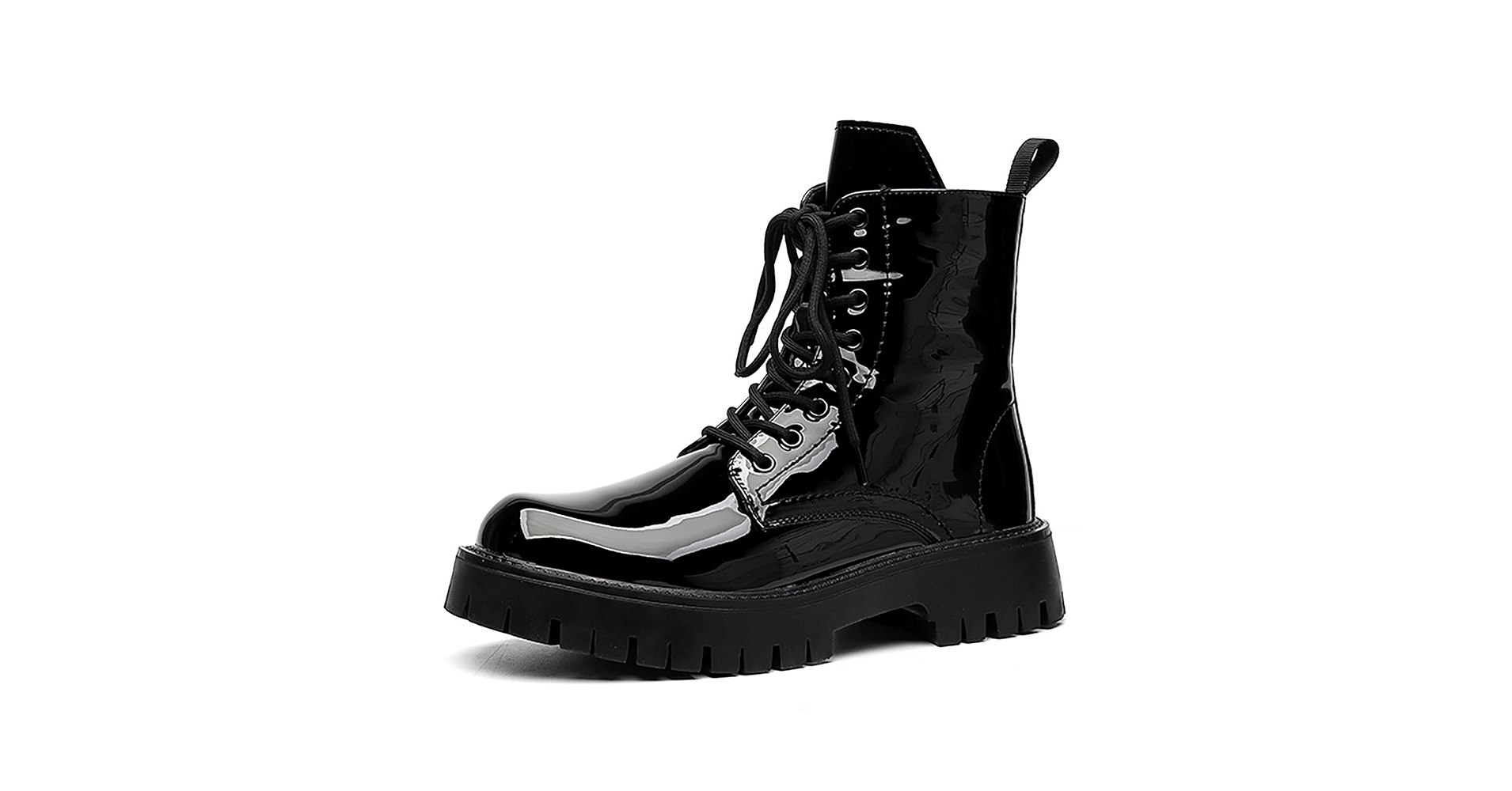 Amazon.com | QEOSNBX Men'S Black Patent Leather Platform
