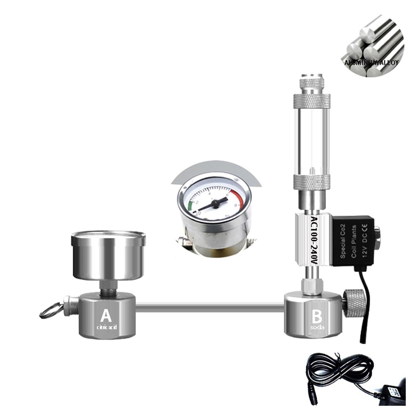 Kit de système de générateur de CO2 for Aquarium, générateur de CO2, diffuseur de compteur de bulles avec électrovanne for la croissance des plantes aquatiques