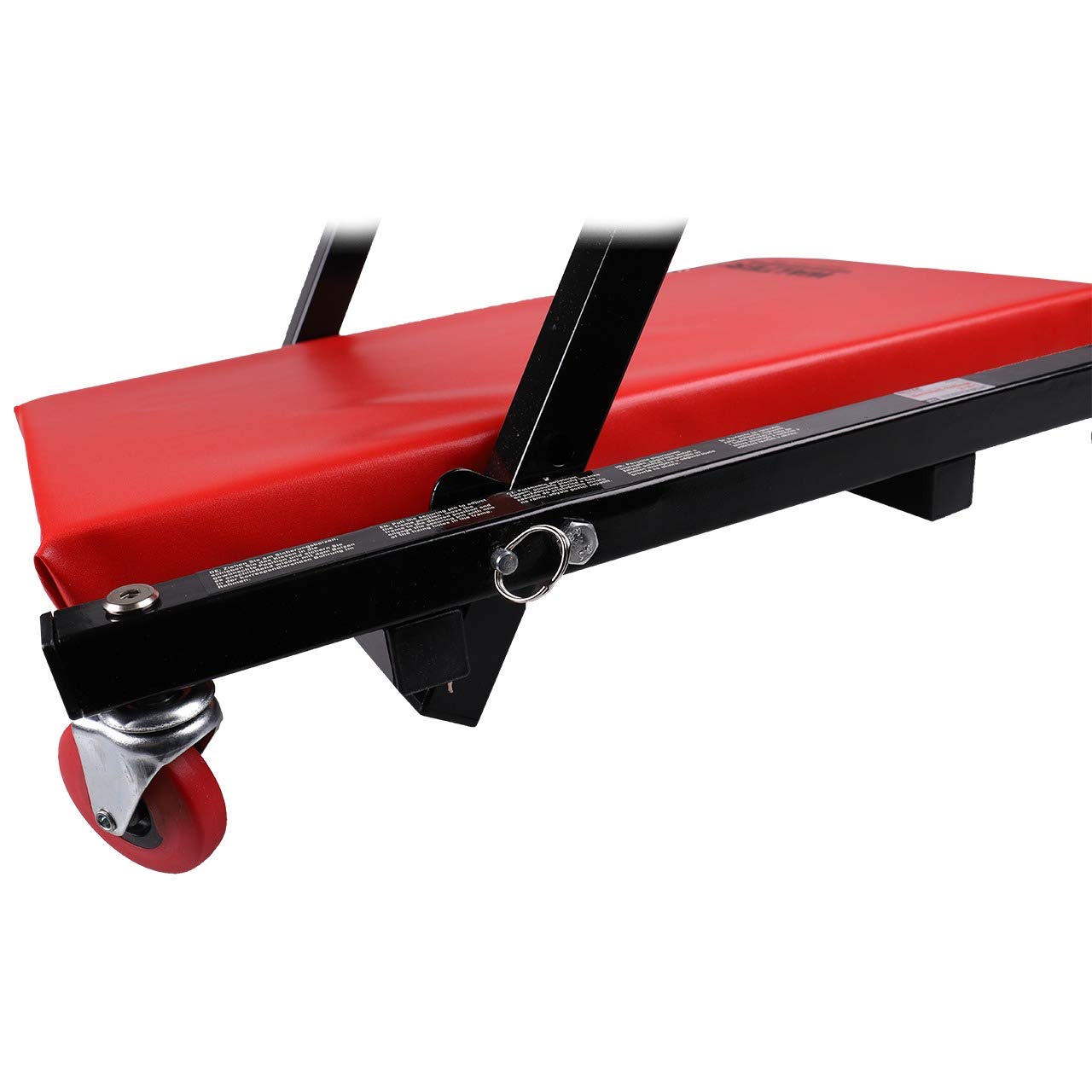 WALTER Werkstatt Rollliege 2 in 1, vielseitige Montageliege und Werkstatthocker mit gepolsterter Liegefläche, Sitzhöhe ca. 50 cm, max. Belastung 150 kg, inkl. Schlüssel zur Schraubenbefestigung