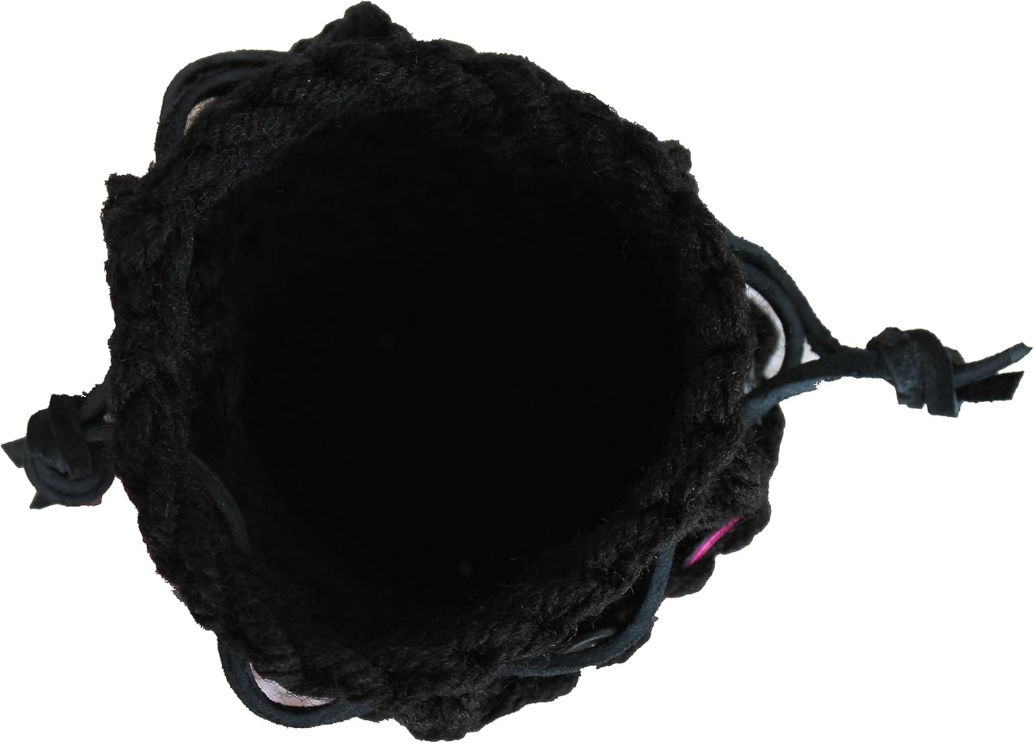 Dice Bag in Knitted Scale Armor - black & pink ZigZag