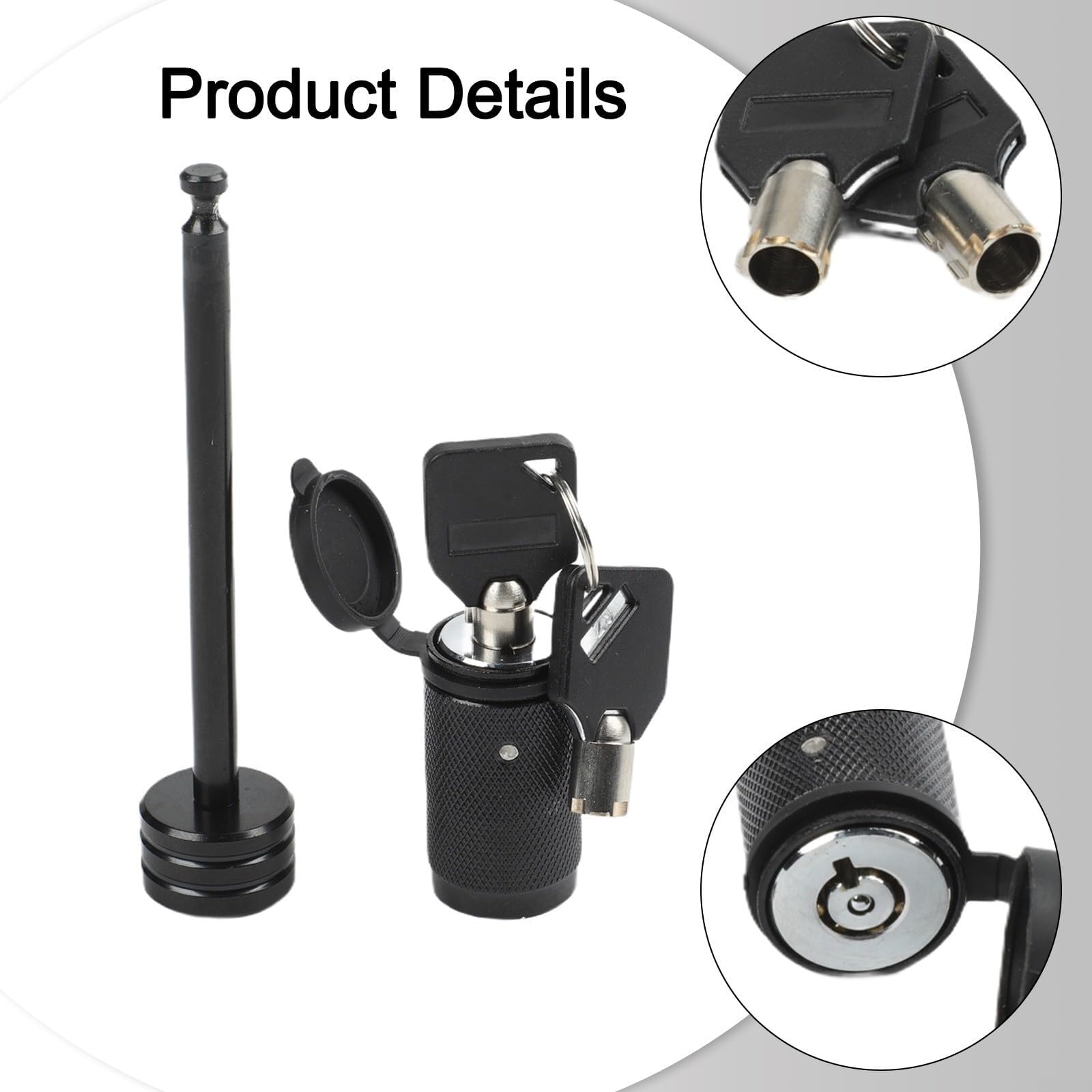 Für Schwerlast-Anhänger-Schlossstift, 0,6 cm Durchmesser, 9,5 cm Spannweite, Schlüsselkupplungsschloss für LKW, Wohnmobile, Boote, schwarz