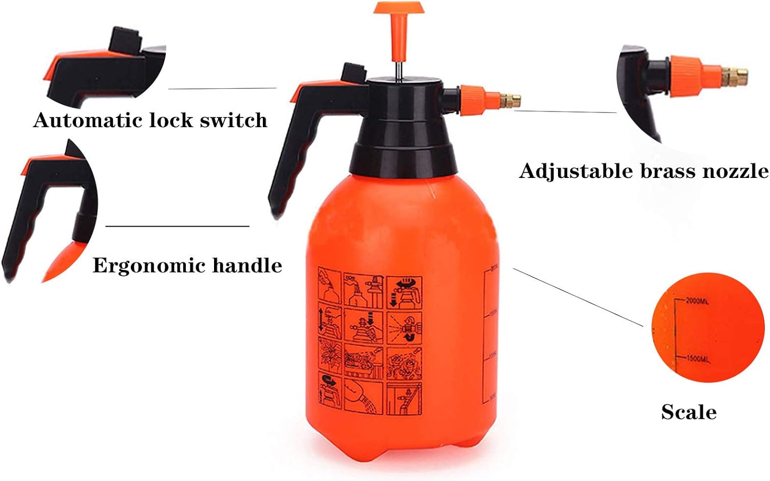 Sprayer Garden Sprayer Household Manual Sprayer in Lawn and Spray Bottle for Plants Watering can 0.5 Gallon