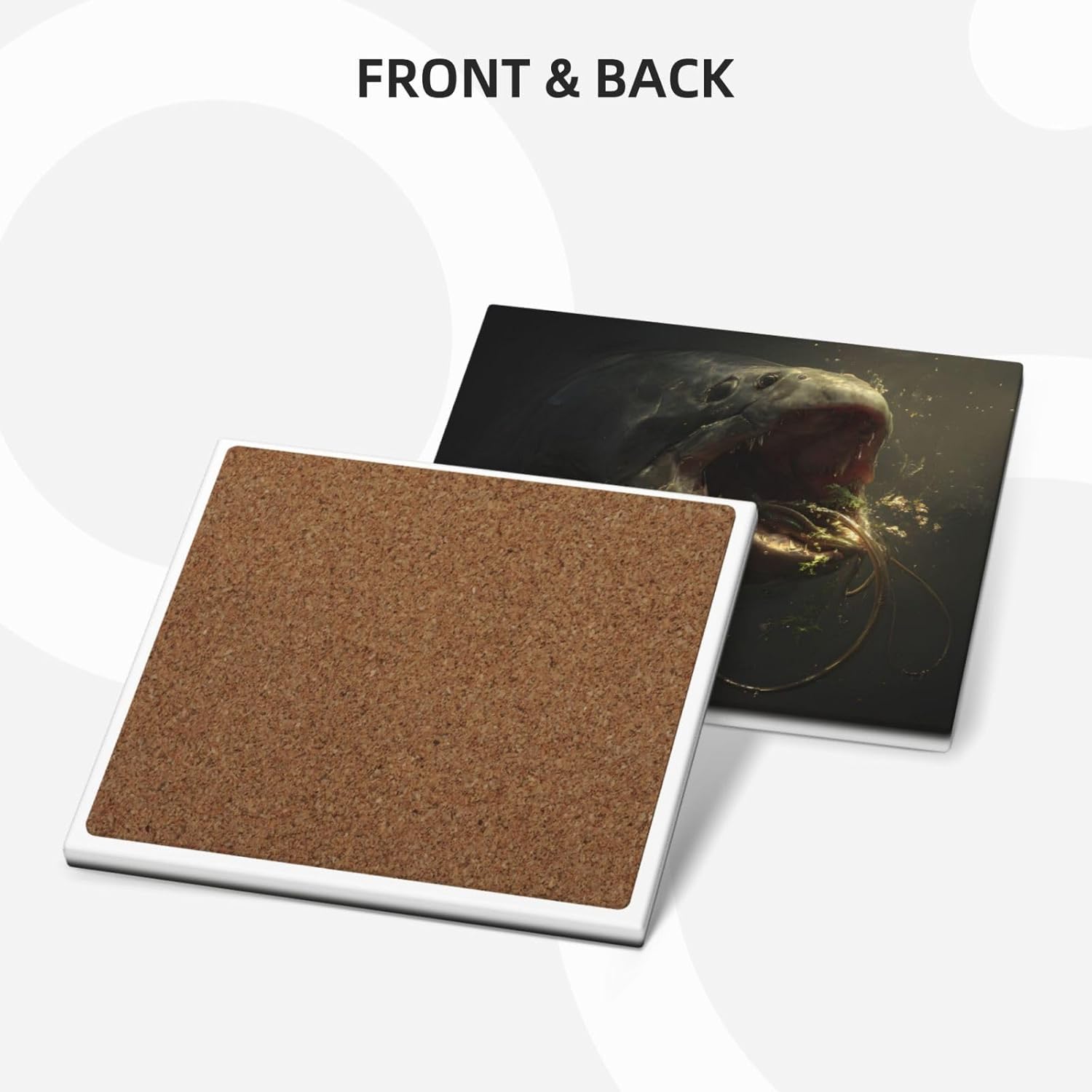 (Devouring EEL) Ceramic Coasters Set of 6 with Holder Non-Slip Square Coffee Coasters for for Cup Mug Drink Patio Coffee Table Decor, Christmas Coasters Home Bar Supplies