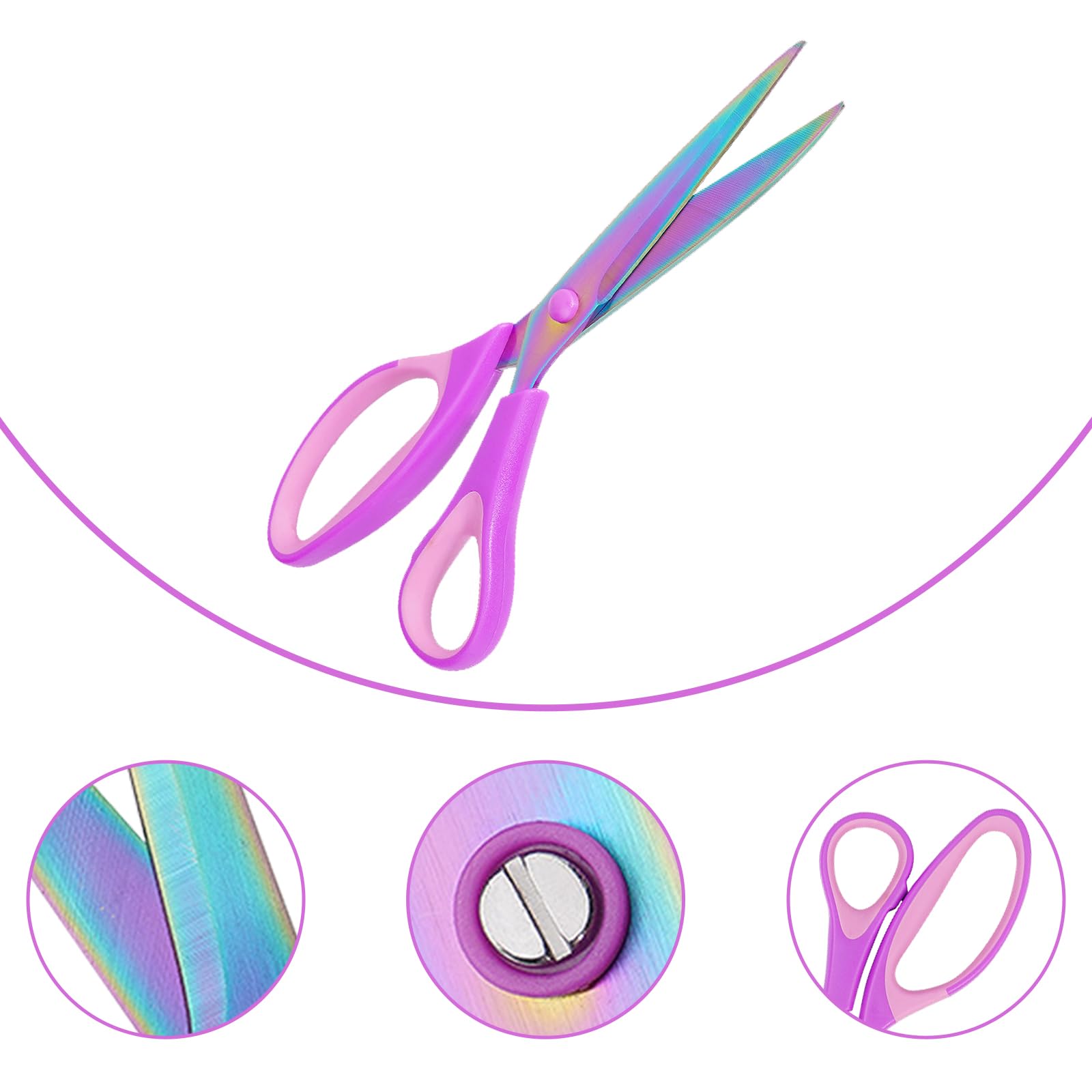 Left Hand Fabric Scissors Used for Cutting Clothes Leather and Raw Materials 24cm Tailor Shears Pink - Image 3