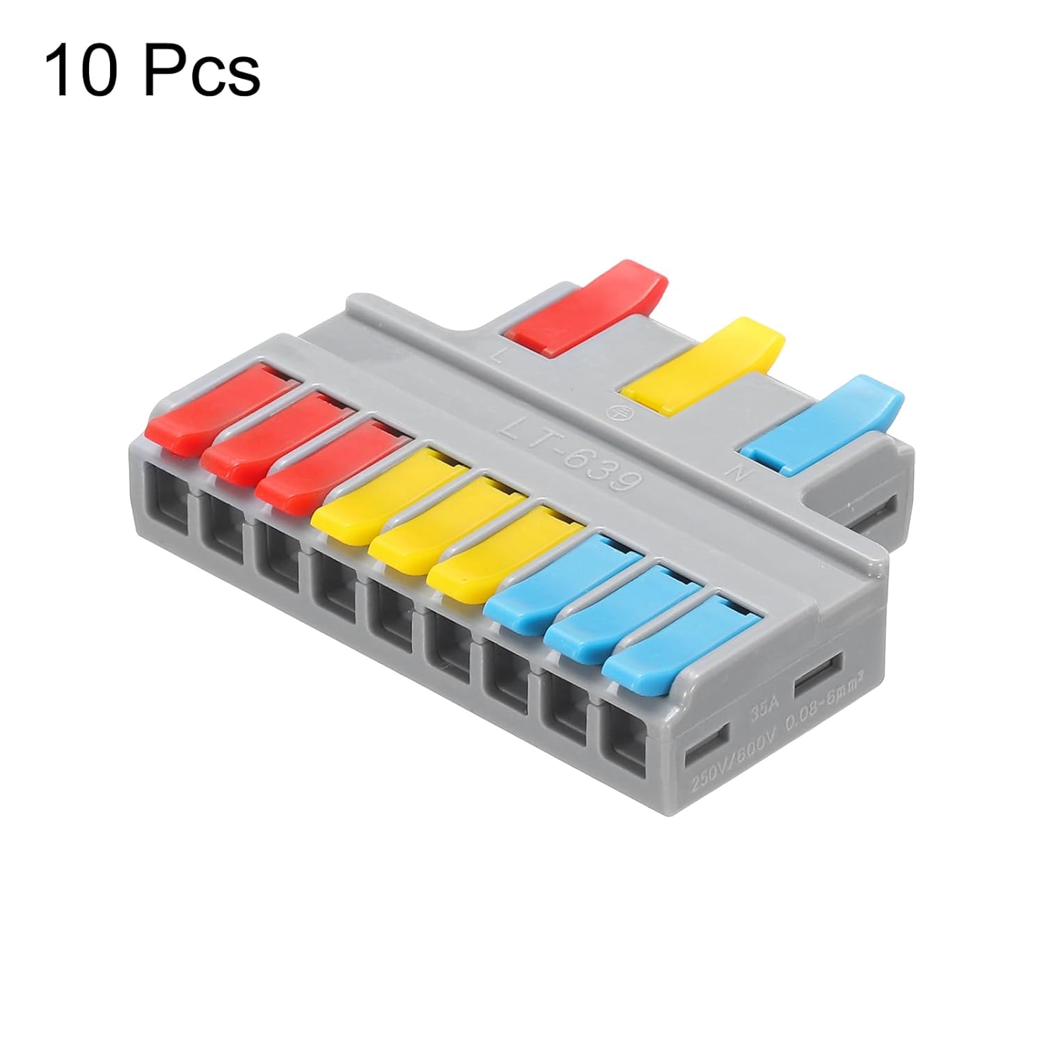 MECCANIXITY 10pcs Din Rail Press Quick Terminal Blocks DIY Splicing Wire Connectors (3 in 9 Out) 35A Terminal Blocks for Wiring Cable Circuit Inline 28-12AWG