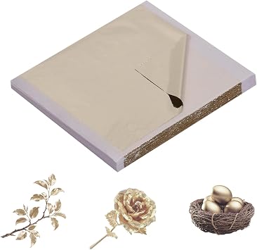 100Pcs Gold Leaf Sheets, 3.15 x 3.35 Imitation Gold Foil Sheets for Art & Crafts, Gilding, DIY Projects, Nail Art, Furniture, Home & Wedding Decor,Light Champagne Silver