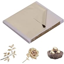 100Pcs Gold Leaf Sheets, 3.15 x 3.35 Imitation Gold Foil Sheets for Art & Crafts, Gilding, DIY Projects, Nail Art, Furniture, Home & Wedding Decor,Light Champagne Silver