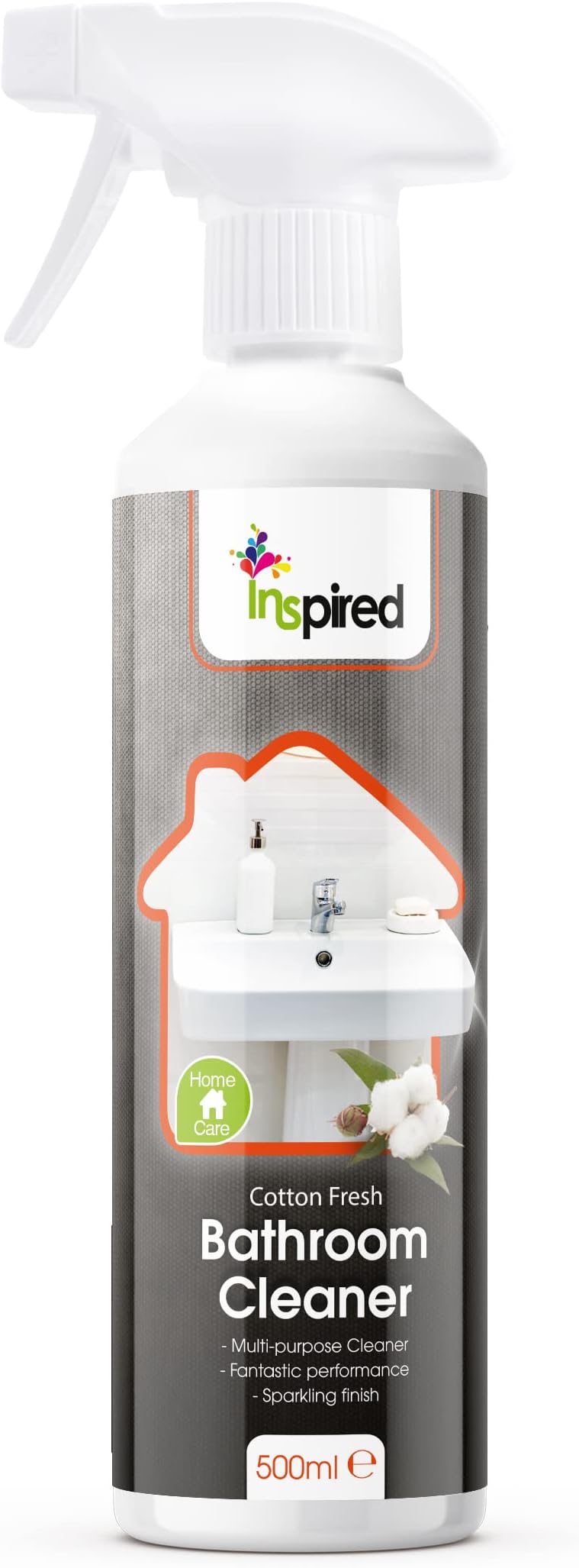 Inspired - Bathroom Cleaner Daily Spray | Multi-Purpose For Most Surfaces | Remove Dirt, Limescale and Soap Scum - Fresh Cotton Scent - 500ml