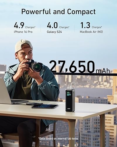 Miniatura 4 de Anker Prime Power Bank, cargador portátil de 27,650 mAh de 3 puertos y 250 W para viajes, aprobado por la TSA, aplicación inteligente, para MacBook