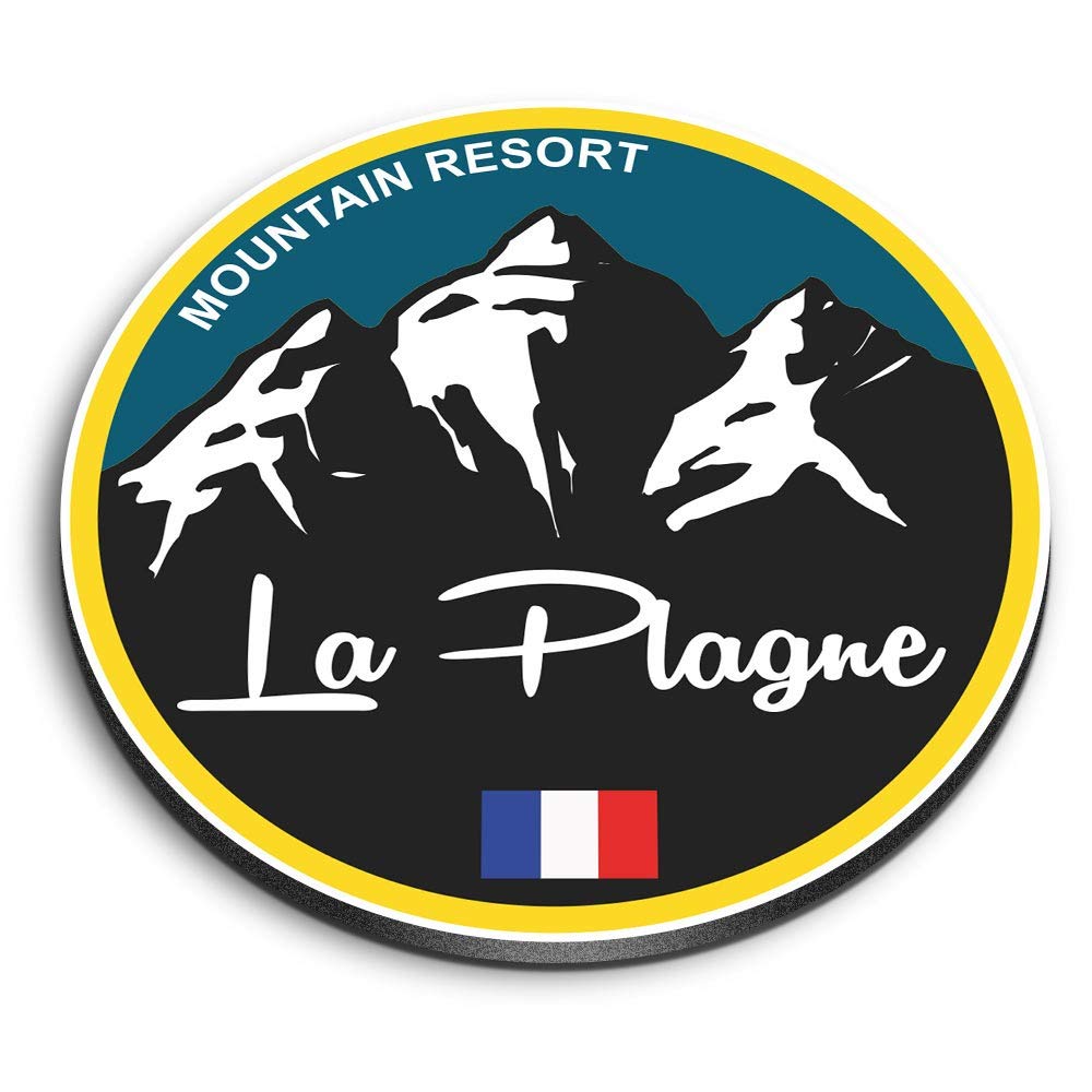 Destination Vinyl Ltd Multicolor 1 X Round Mdf Magnet - La Plagne Ski Snowboard Resort France 5341