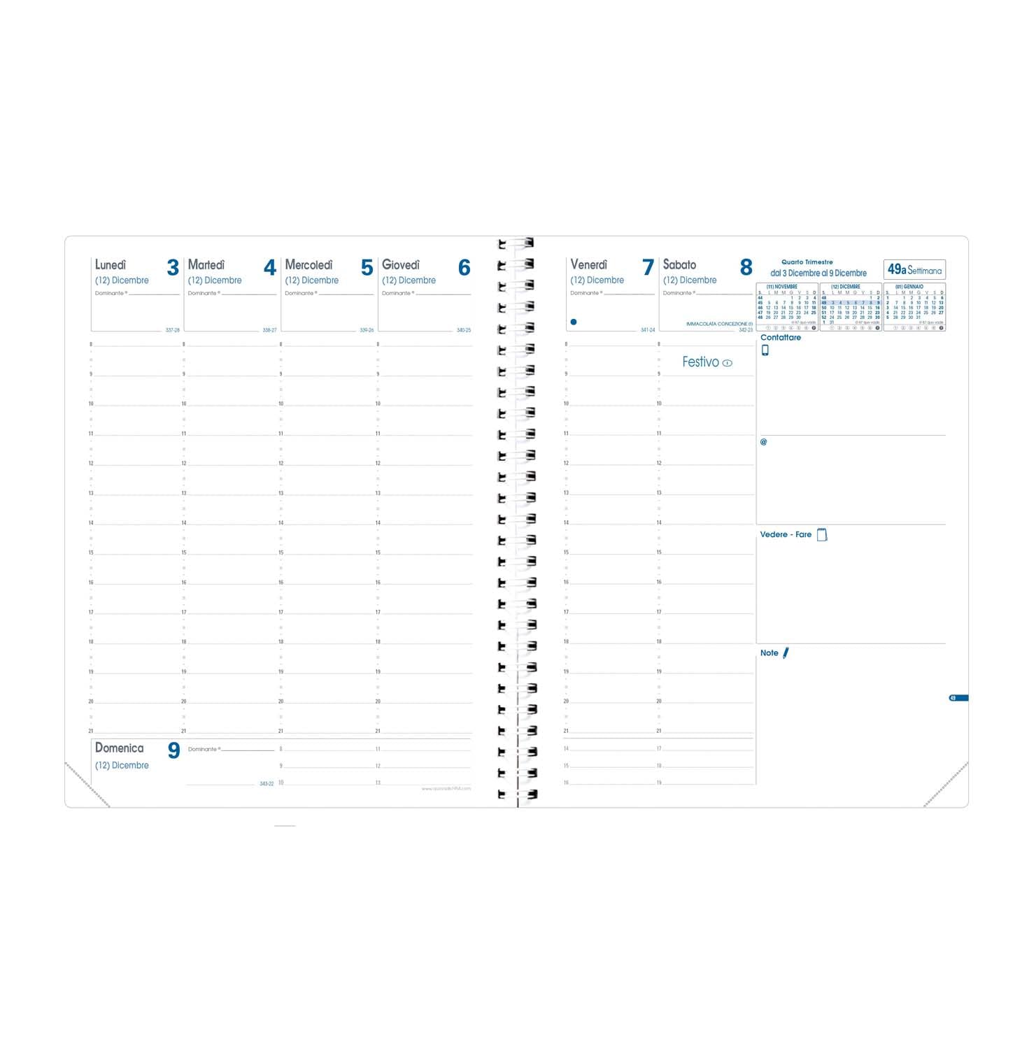 Quo Vadis 684017Q Agenda PRESIDENTE S Lingua italiana Anno 2027 Formato 21x27 cm Settimanale 13 Mesi Dicembre-Dicembre Carta Bianca Ricambio Agenda con Spirale Blisterato Copertina in Cartone Bianco