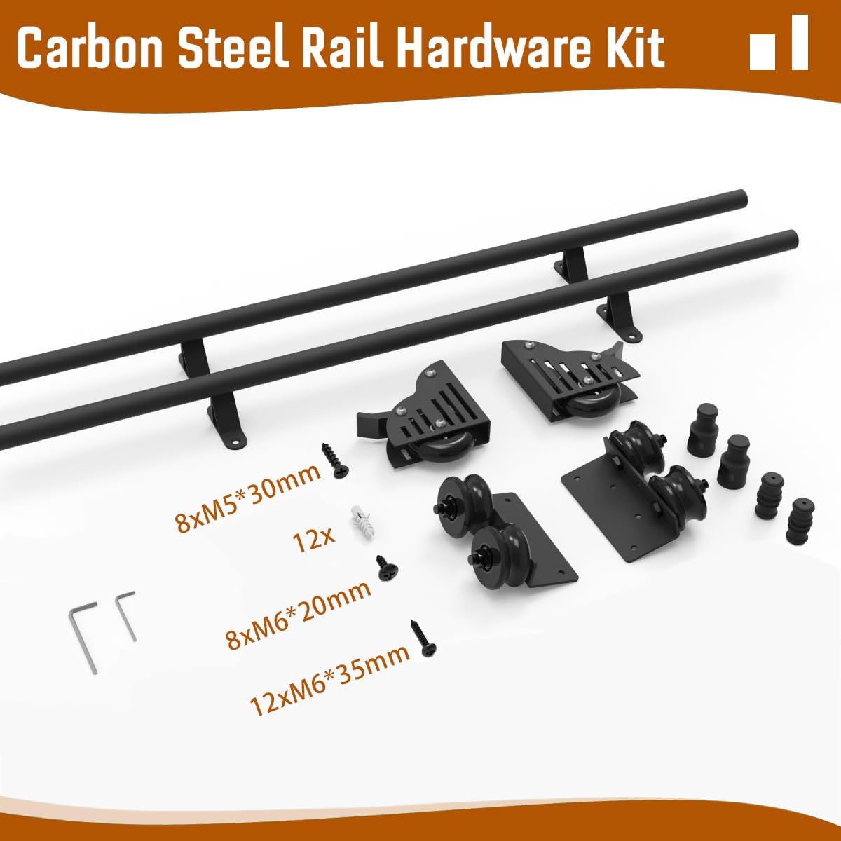 10ft Rolling Library Ladder Hardware Kit, Sliding Track Kit with Floor Rollers, Loft Hardware for Home Bookshelf Warehouse (No Ladder) - Image 2