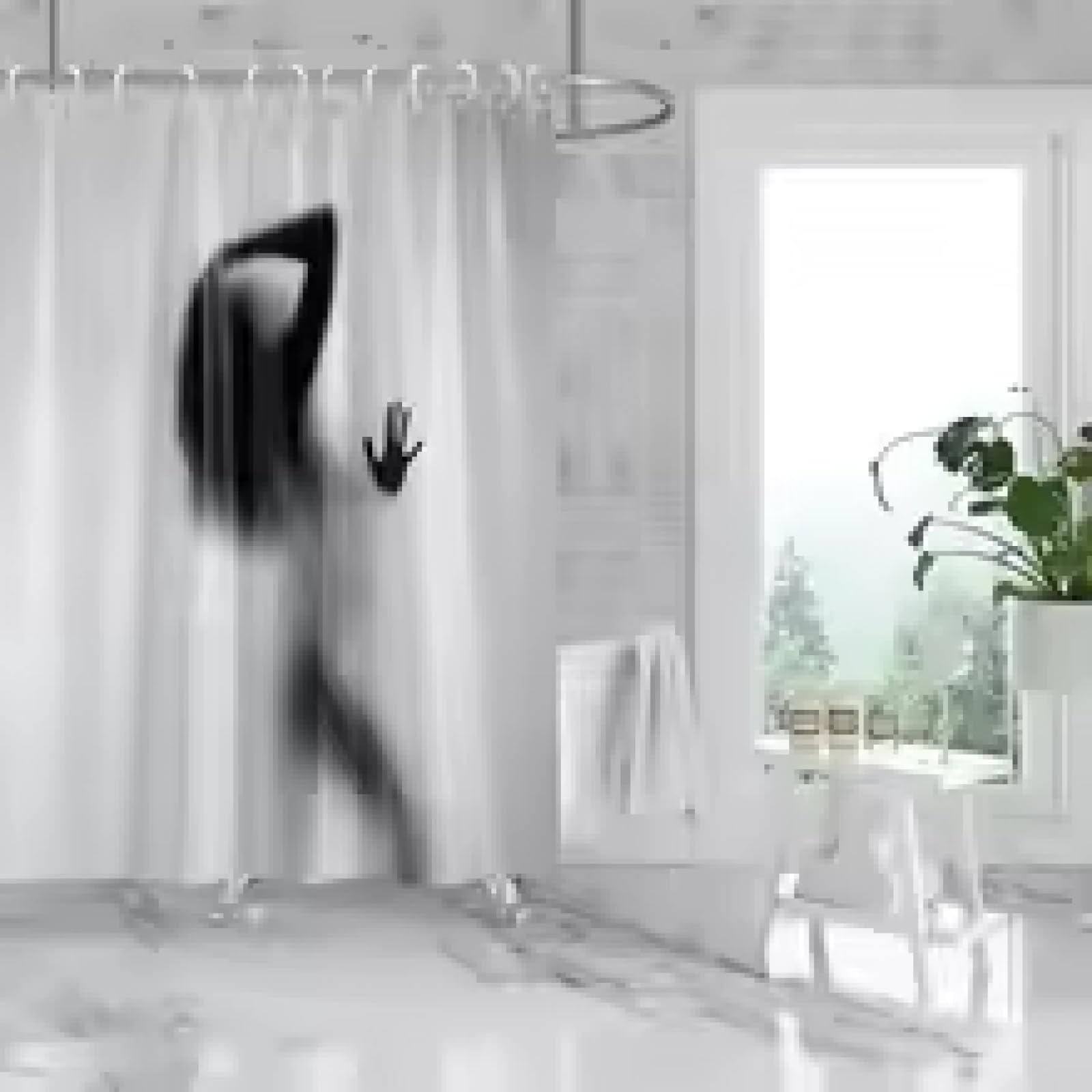 Rideau de douche design abstrait avec crochets rideau de salle de bain