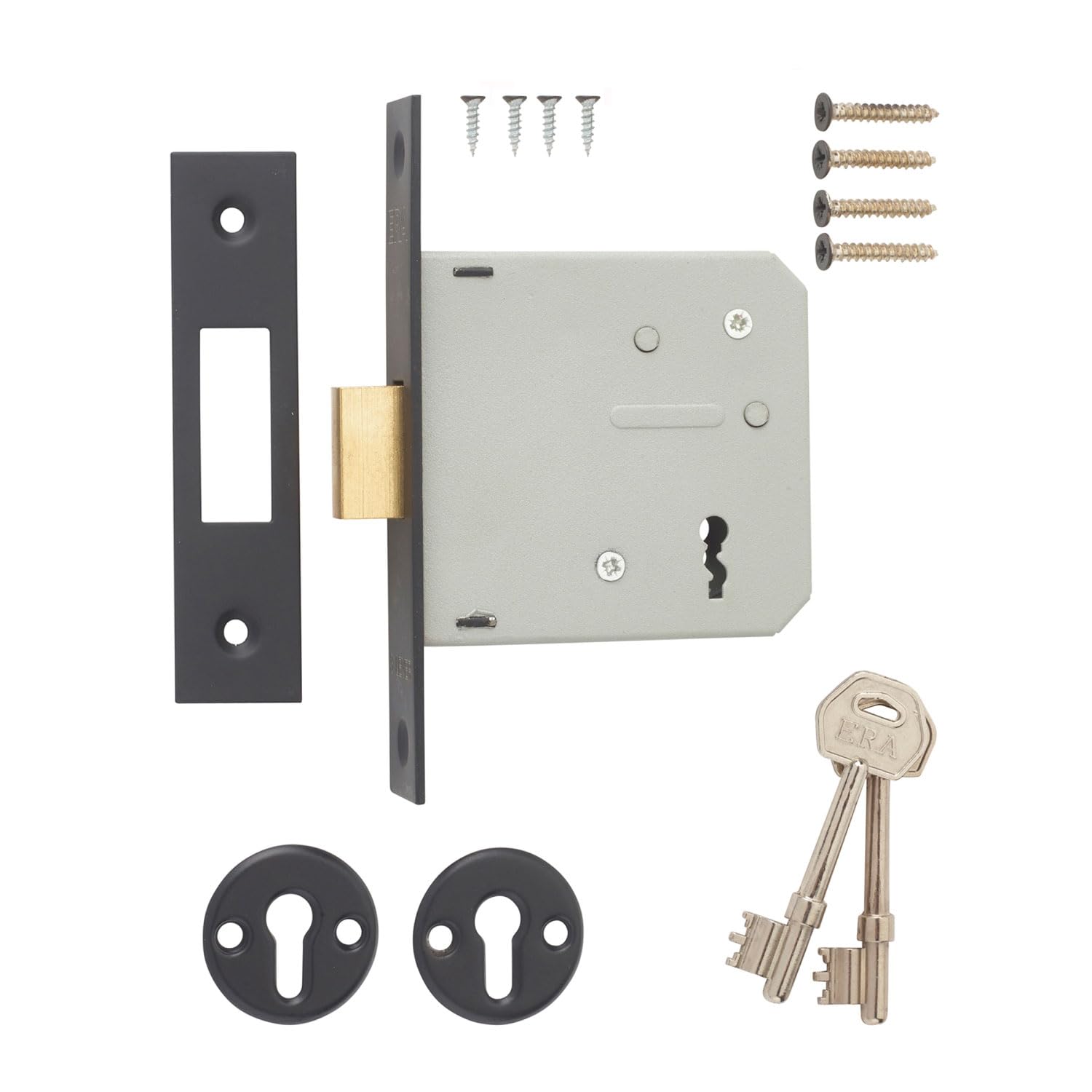 3 Lever Deadbolt Mortice Door Lock – High Security Lock with Keys – Suitable for Wooden Internal & External Doors – Easy to Install (Matte Black - Clam, 3" (76mm))