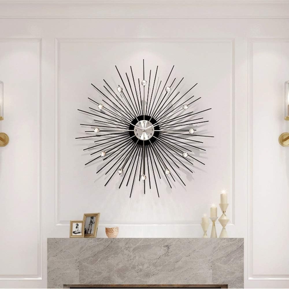 Wall Clock Black Clock Wall Clock Living Room Modern Minimalist Atmosphere European Creative Personality Wall Charts Home Fashion Clock Quartz Clock 690 * 690 (mm)