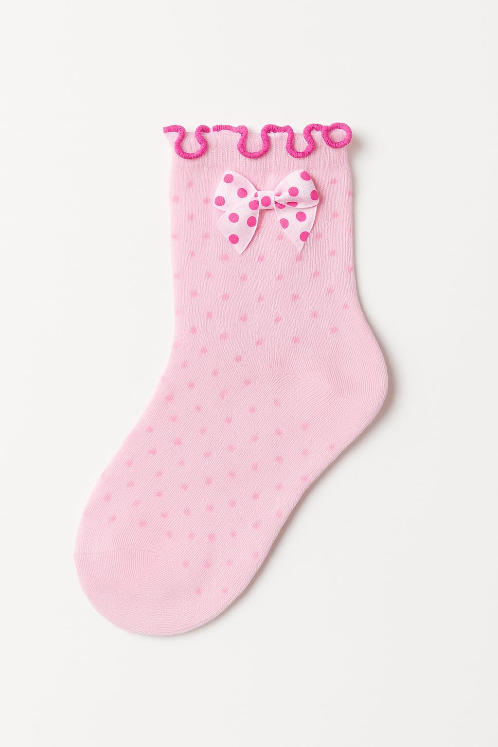Girls Cotton Lace Polka Dot Fancy Bow Ankle Socks, 4-7 years, White and Grey, Pack of 2 - Image 7 thumbnail