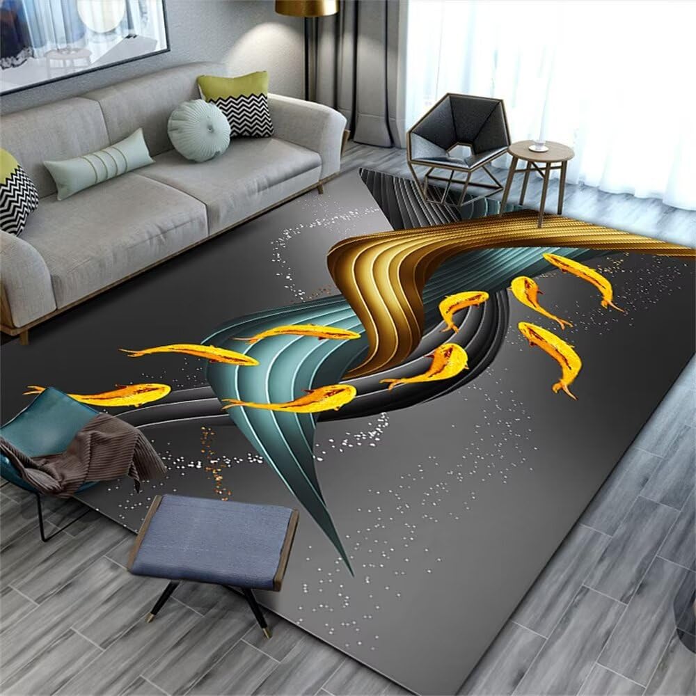 Tapis decoratif carre lavable pour nettoyer facilement les taches du salon