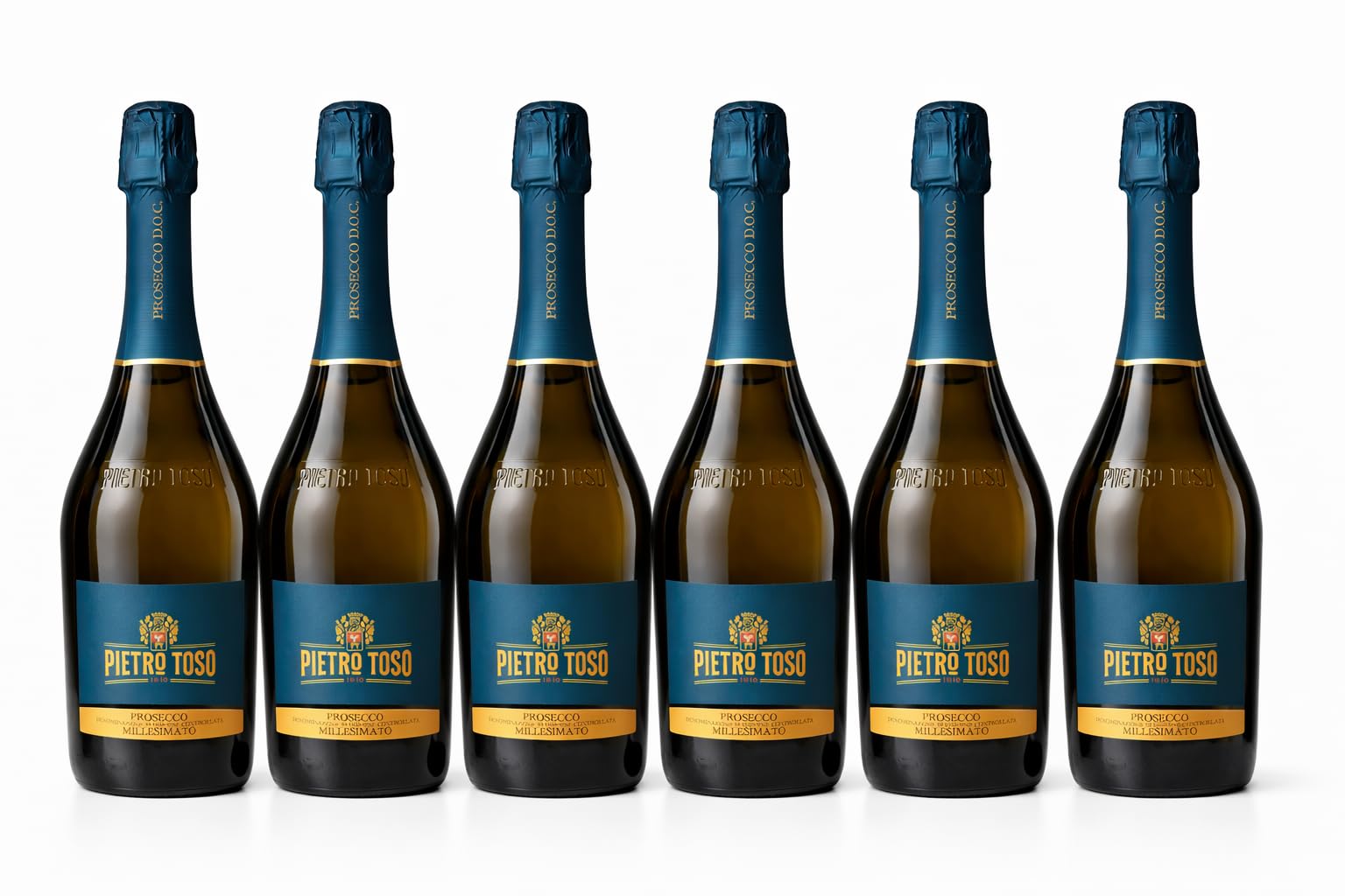 Pack 6 Botellas Prosecco DOC Millesimato Pietro Toso – Espumoso Italiano Extra Seco – 75 cl x 6 – Ideal para Celebraciones y Regalo -MYSECRETWINE-