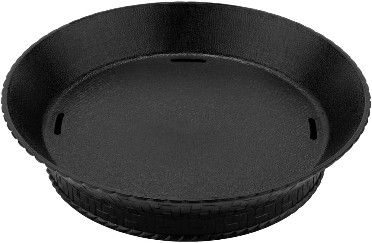 G.E.T. RB-892-BK Round Serving Basket with Base, 9", Black (Set of 12)