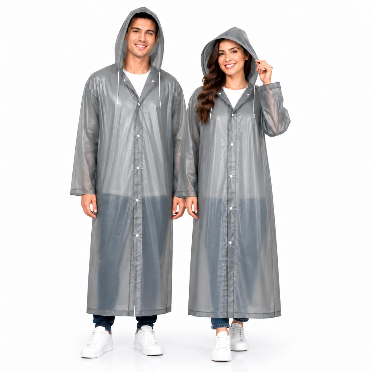 MIKANIX Waterproof Hooded Raincoat for Men & Women | Full Length Reusable PVC Rain Wear | Lightweight Windproof Rain Jacket with Front Button Closure & Pockets-image-28