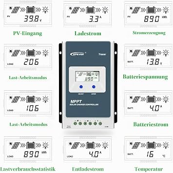EPEVER MPPT Solar Charger Tracer A Series 10A / 20A / 30A / 40A with 12V / 24V DC Automatic Identification System Voltage (30A+MT50+RTS)