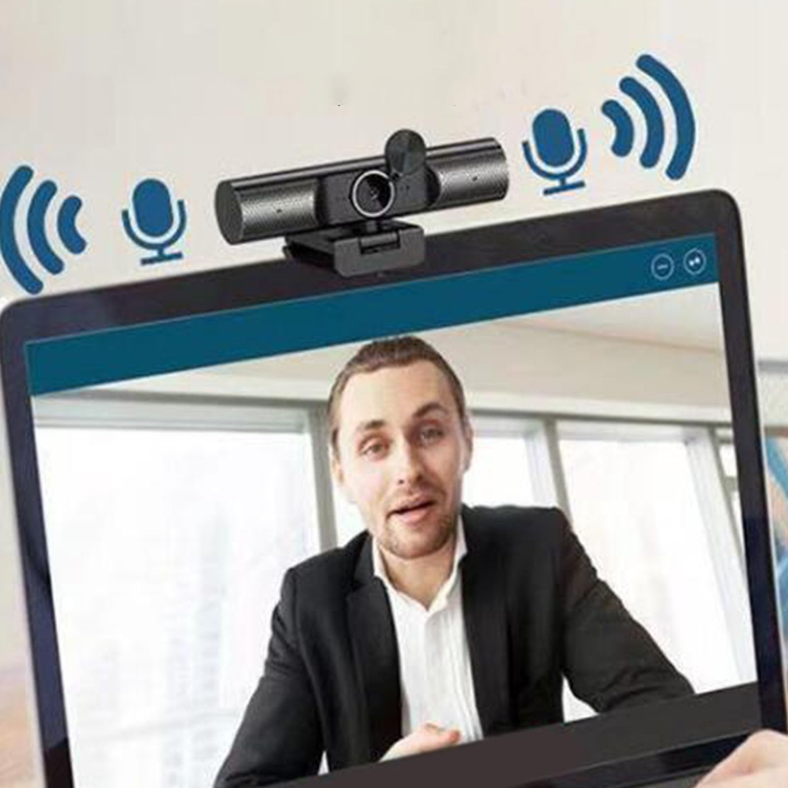 Yctze Webcam USB 2K avec Haut-Parleur HiFi, Micro Réduction, Caméra PC Plug and Play pour Chat Vidéo