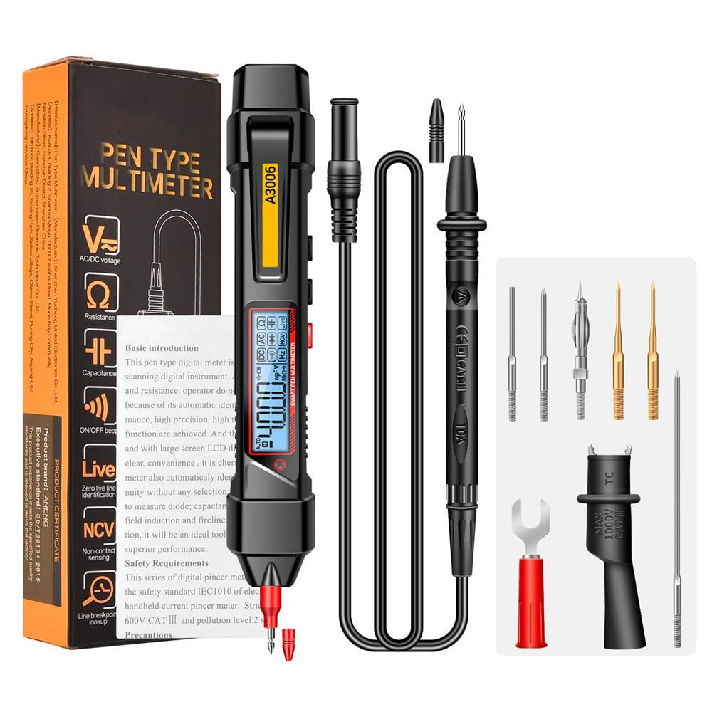 NALACAL A3006 Pro 4000 Counts Multifunctional Pen Type Multimeter - Versatile AC/DC Voltage Tester, Ohm Hz Zero Fire Line Detector, Digital Electric Tool with Backlit LCD Display, Compact and Portable