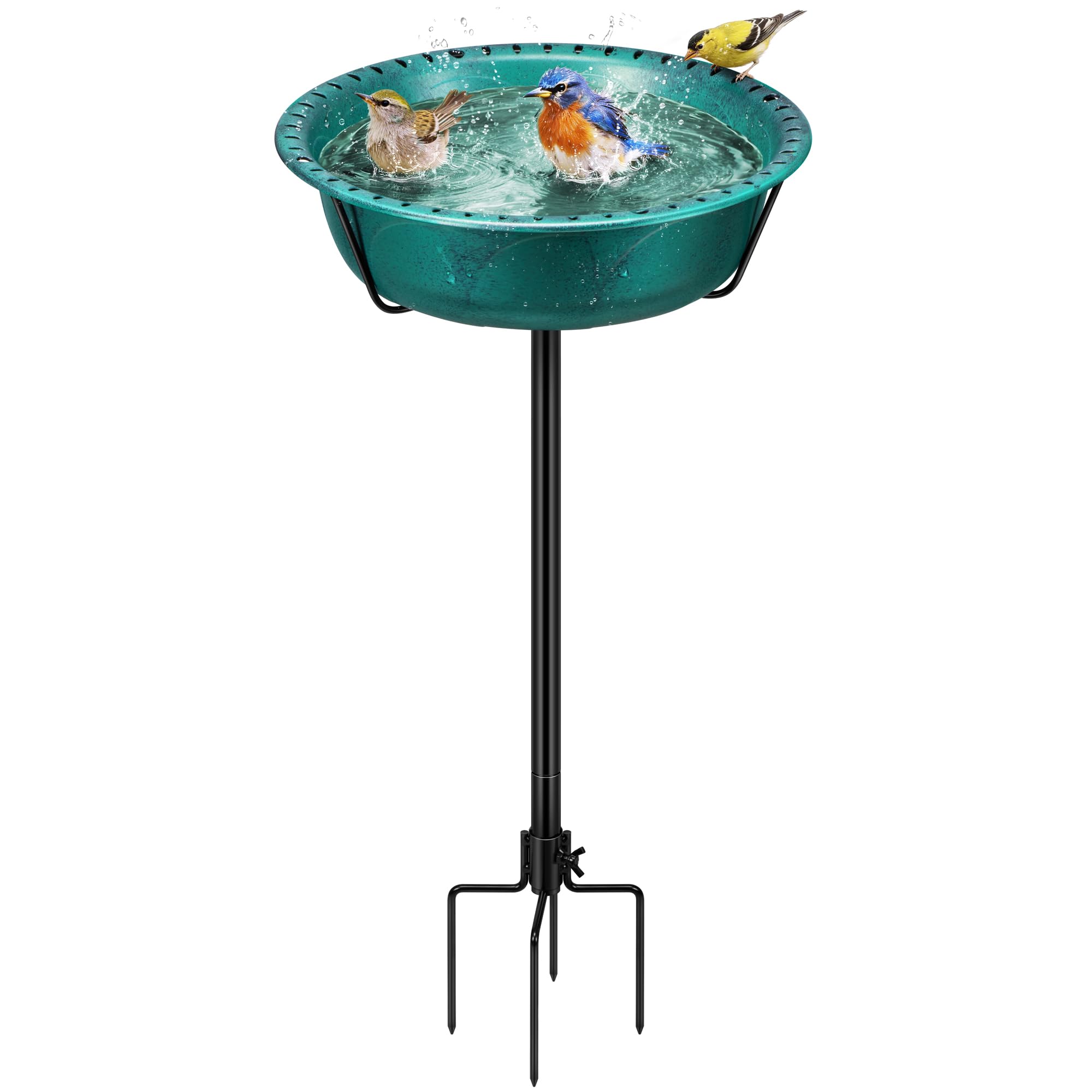 VIVOHOME Bird Bath for Garden, Metal Vintage Freestanding Birdbaths, Upgraded 4-Pronged Base, Bird Baths Feeder Bowl for Outdoor Garden Patio Yard Lawn Decor Green - 1
